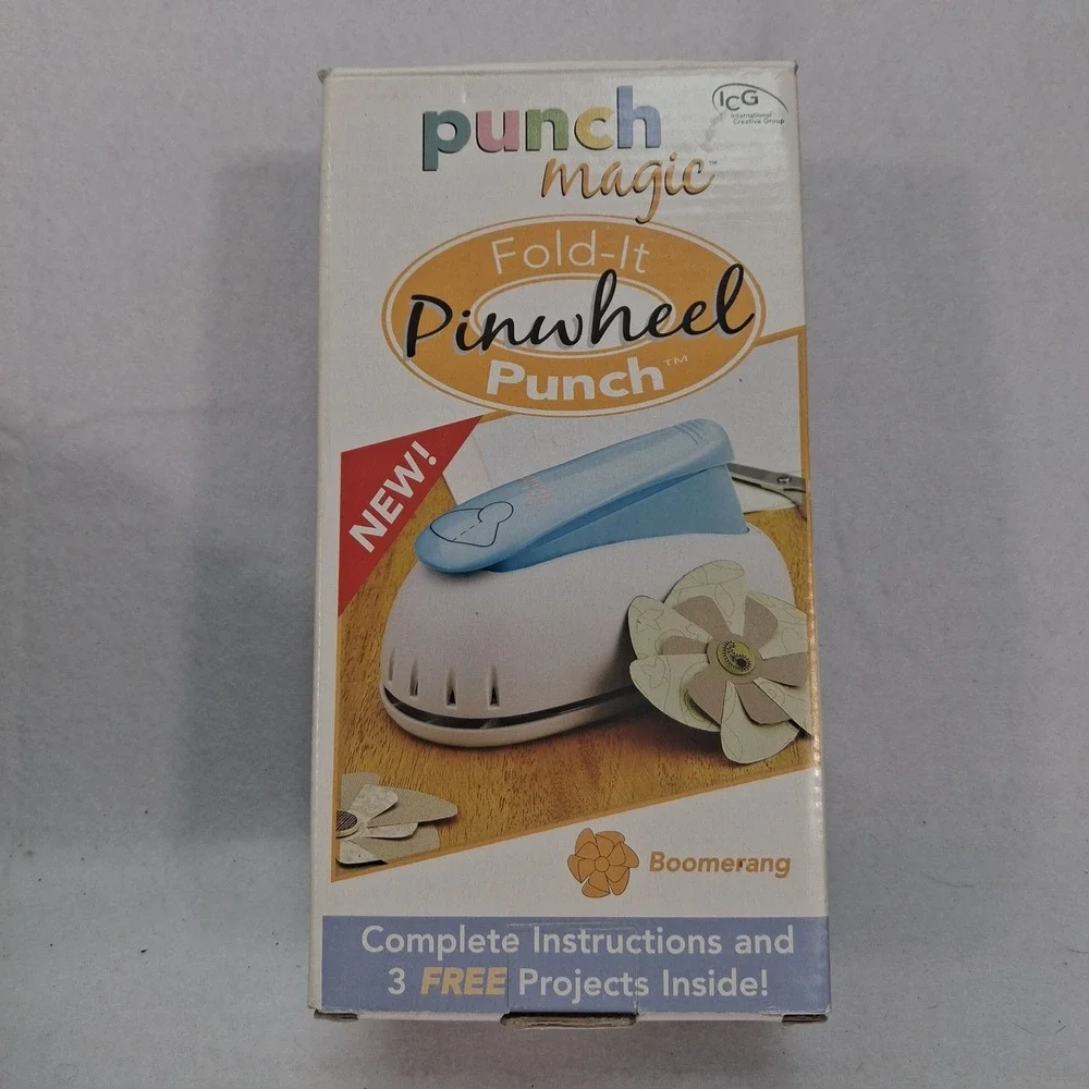 Punch Magic Fold-It Pinwheel Punch Waves Boomerang Paper Craft Tools Set EUC